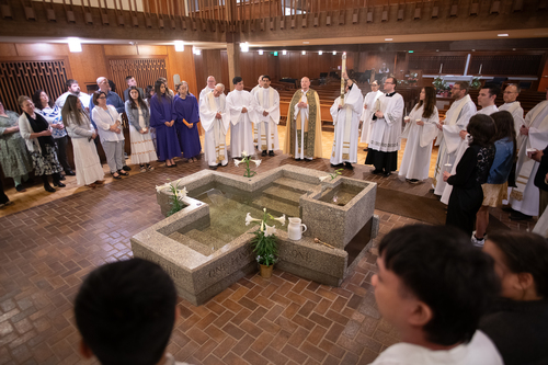 baptism at font