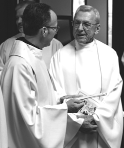 Priests talking before Mass