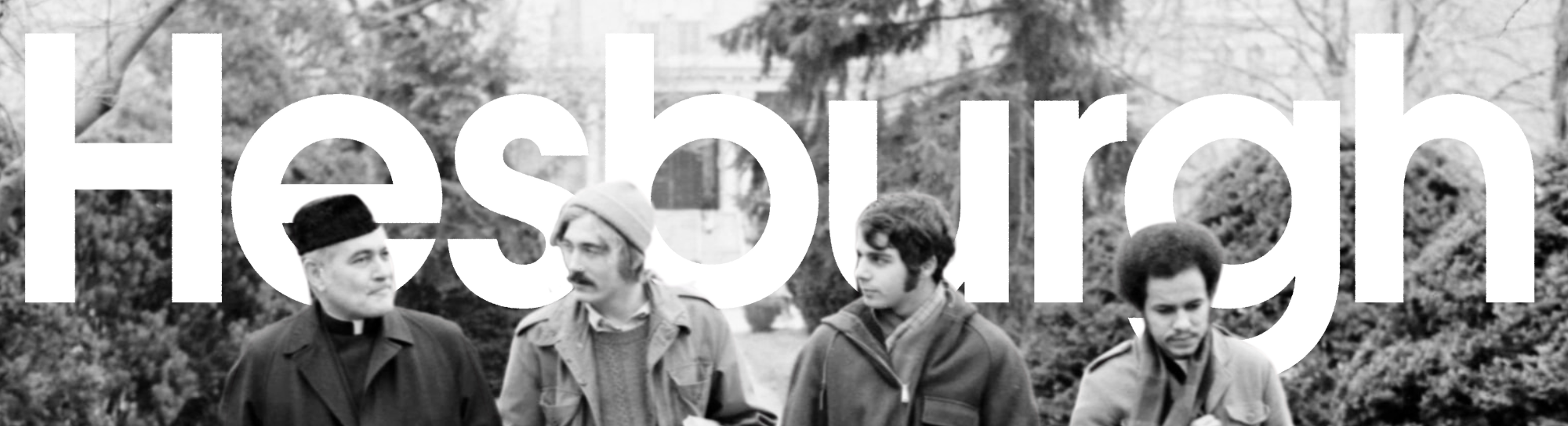 Hesburgh walking with student activists