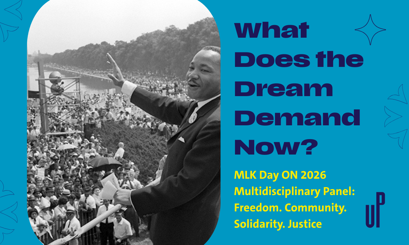 What does the dream demand now panel image with Dr. MLK Jr. foregrounded at Washington Mall in DC giving "I Have a Dream" speech.