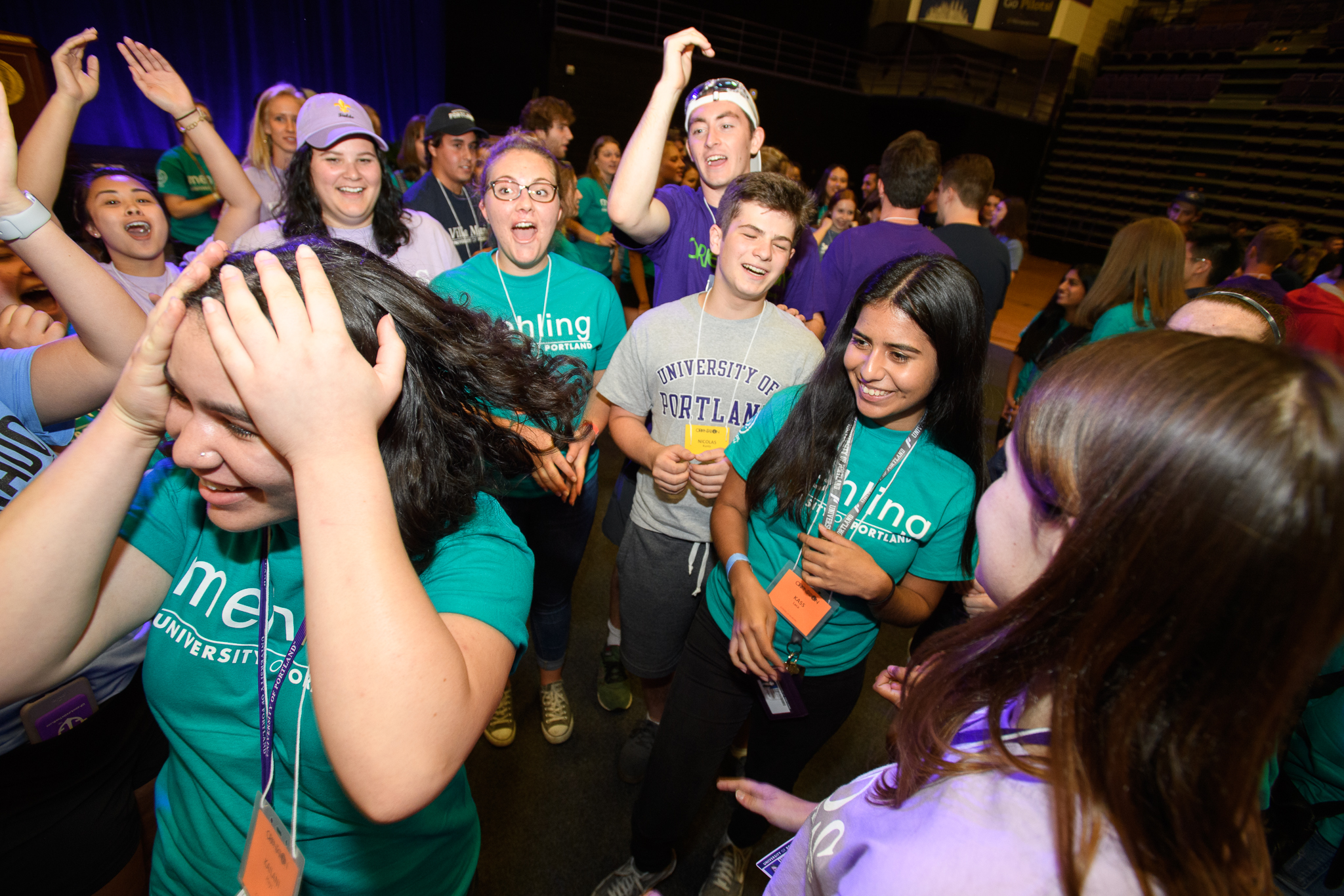 Students in hall t-shirts