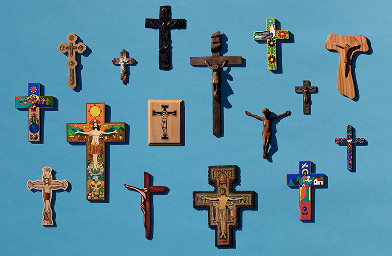 crosses on blue background