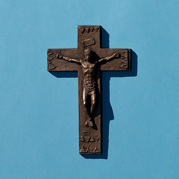 cross on blue background