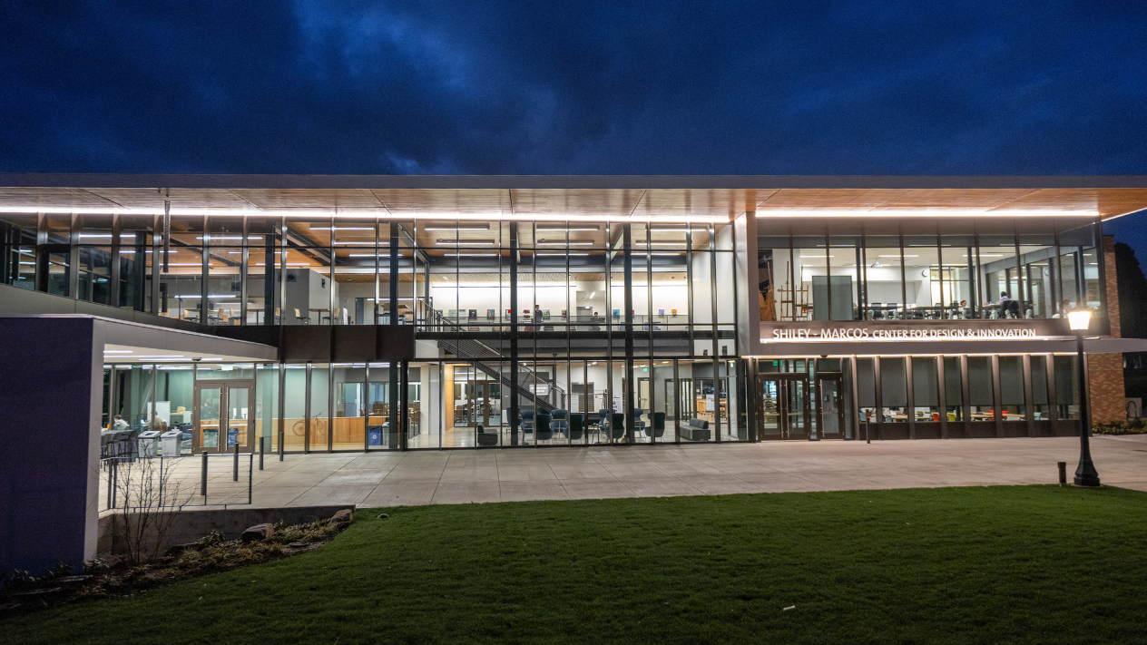 The Shiley Marcos Center for Design at twilight
