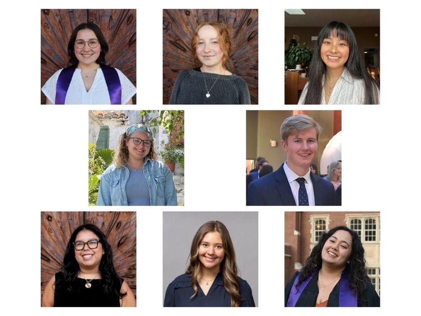 A grid of head shot images of the 8 student recipients