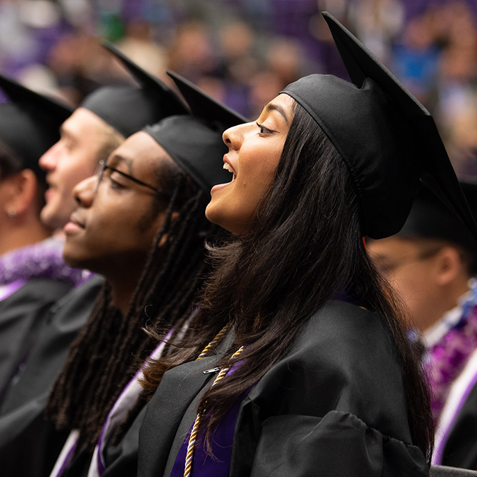 Graduates at commencement