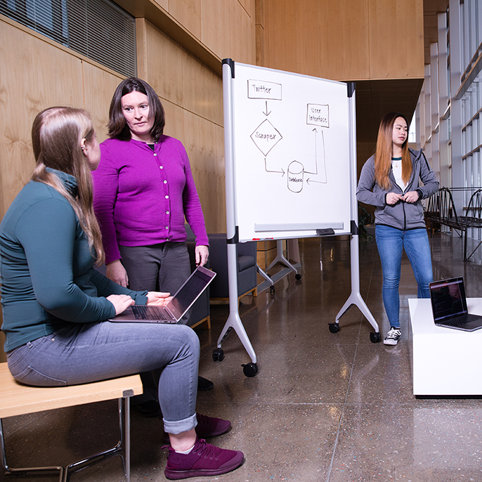 Professor lecturing to student group