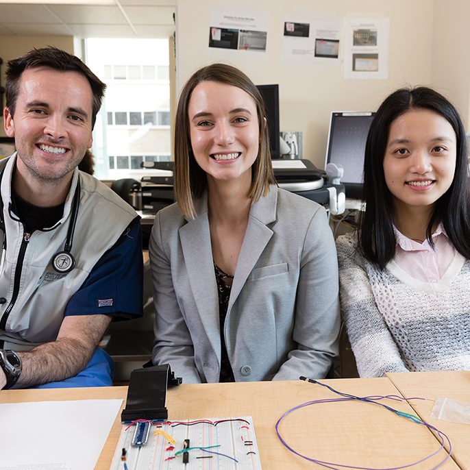 students posing together