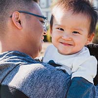 Tommy Pham ’09, MBA ’11 and his son Raiden