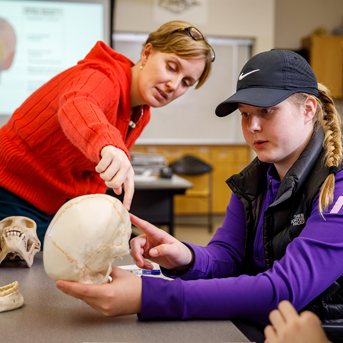Professor teaching student
