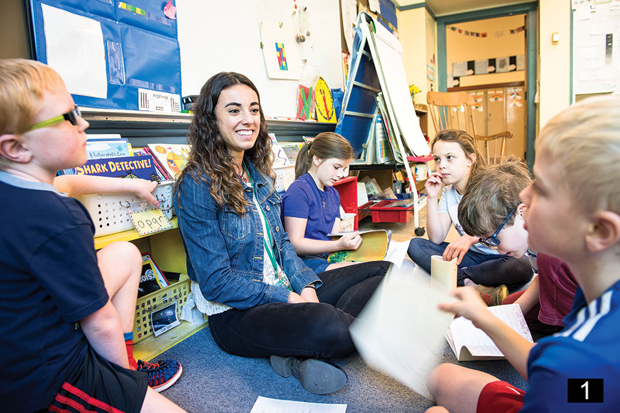 Dylan Hite with students