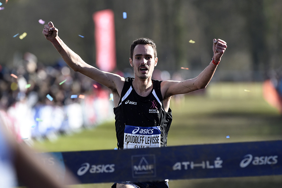 Emmanuel Roudolff-Levisse crosses the finish line at the French Cross Country Championships