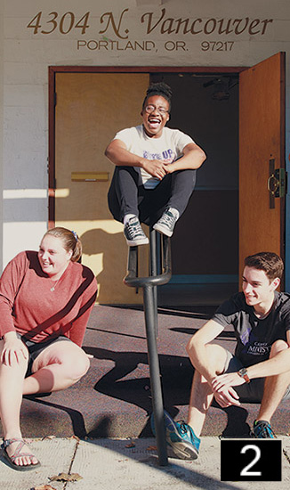 University of Portland students on steps of First AME Zion Church