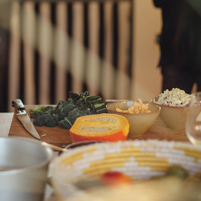 bowls of food on table