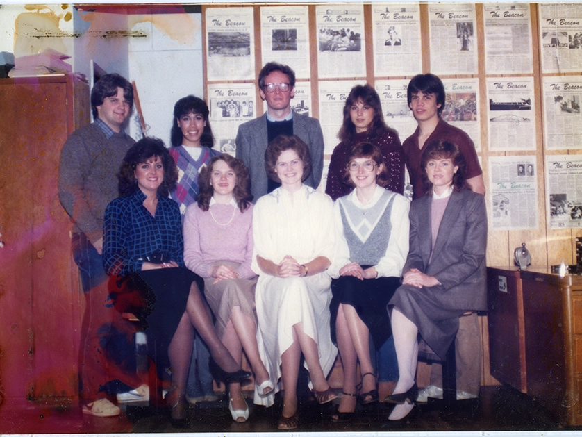 The staff of the Beacon newspaper in 1985