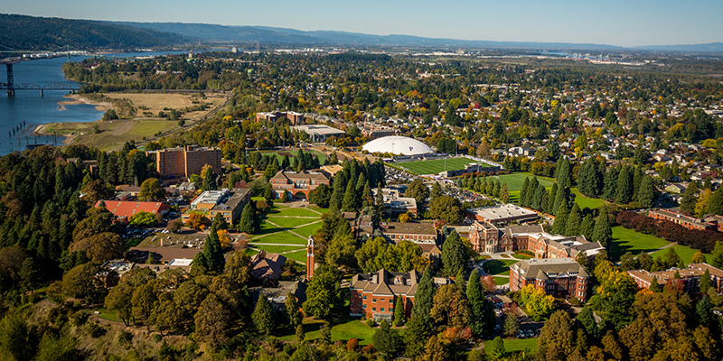 University of Portland campus from above