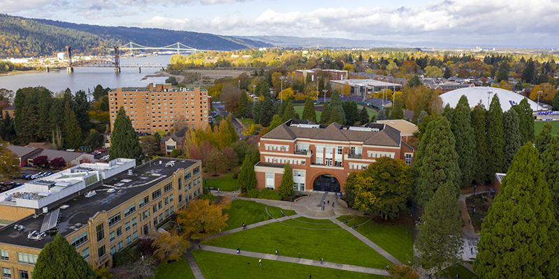 University of Portland campus from above