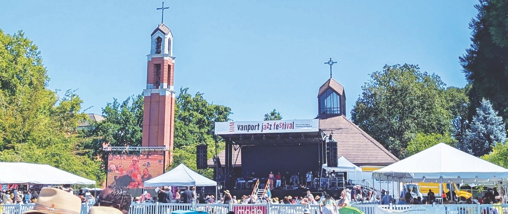a large crowd of people watching Vanport Jazz Festival