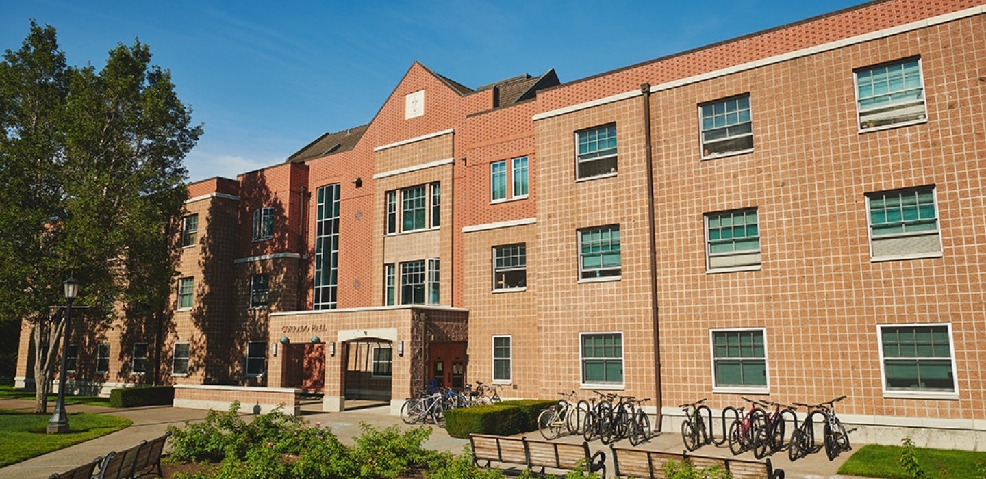An image of the exterior elevation of Corrado Hall