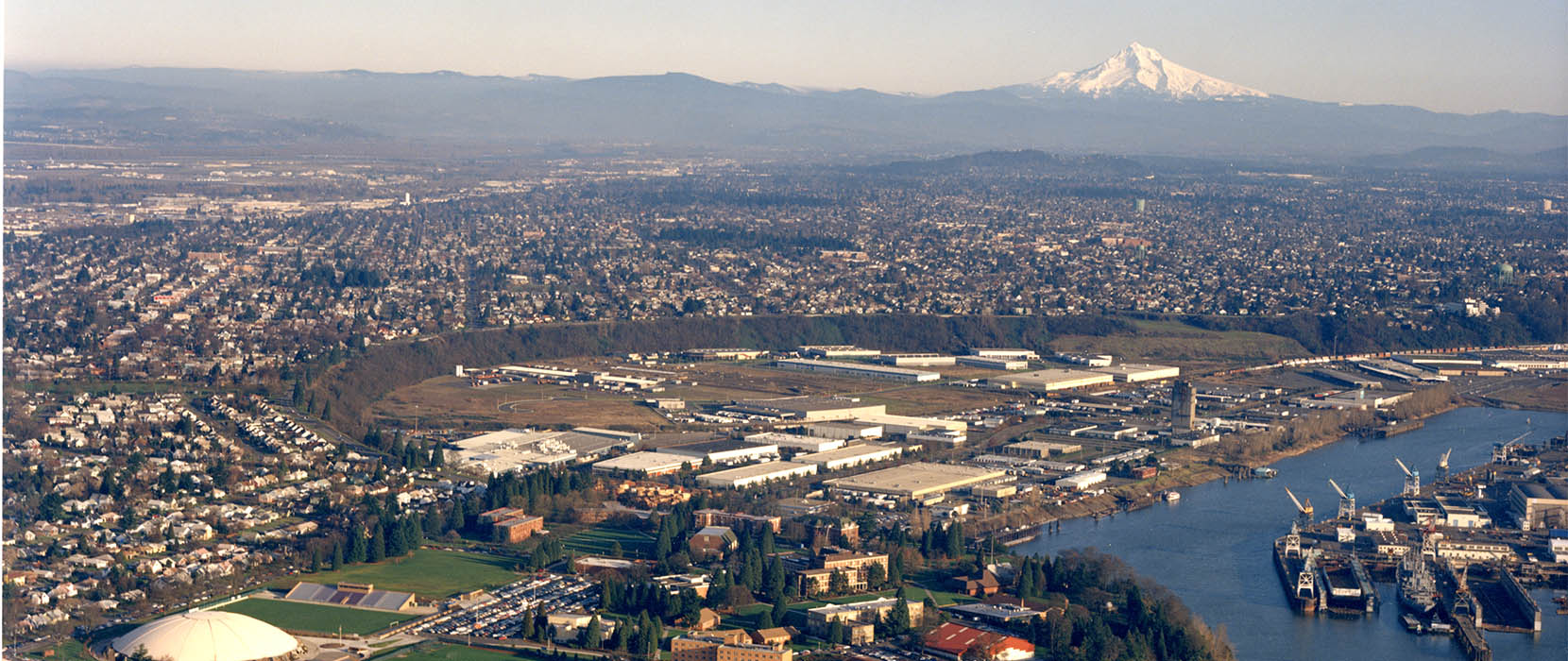 View from the west of Triangle Park and University fo Portland, 1991