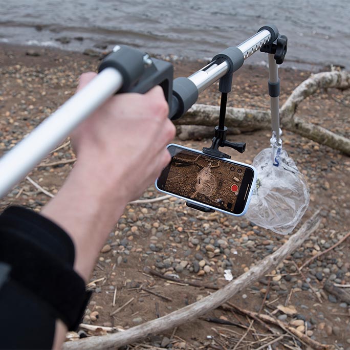 phone feature allows the litter grabber to take photos of trash for purposes of data collection