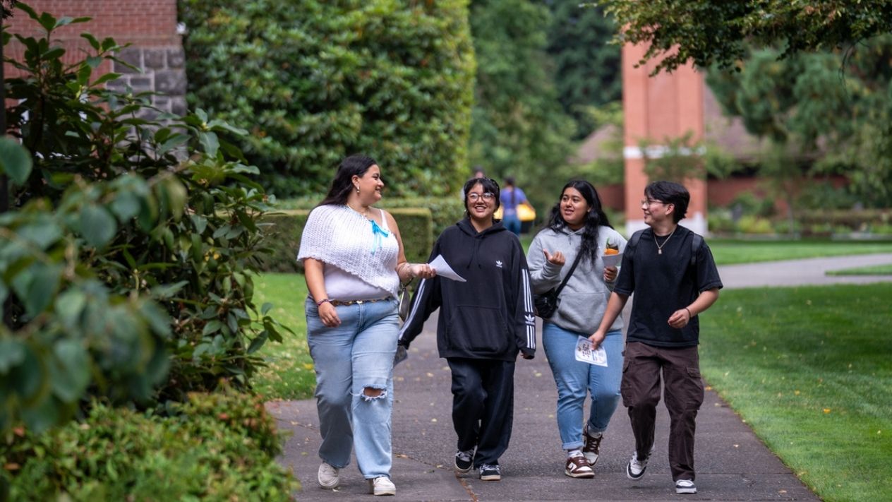 Students walking on campus