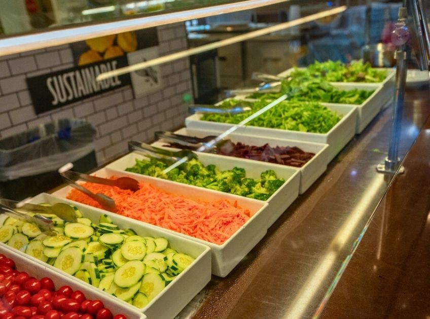 The salad bar in Bauccio Commons dining hall