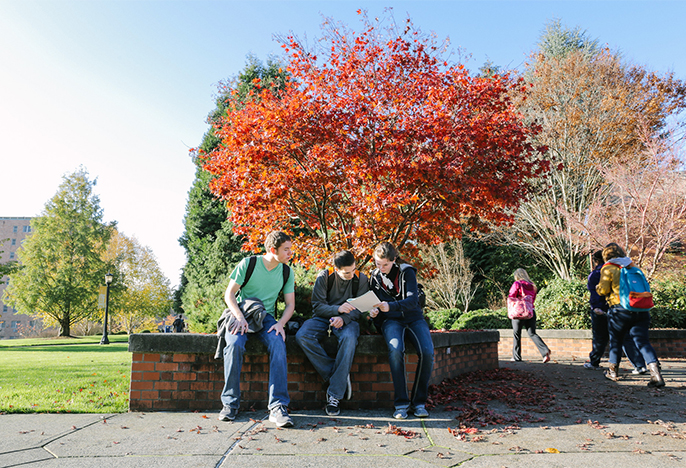 three students near Franz