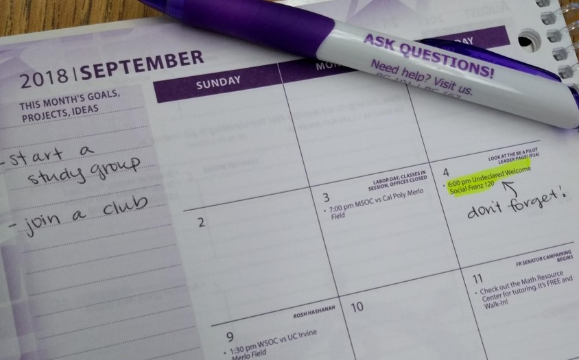 monthly view of planner, showing a calendar for the month of September